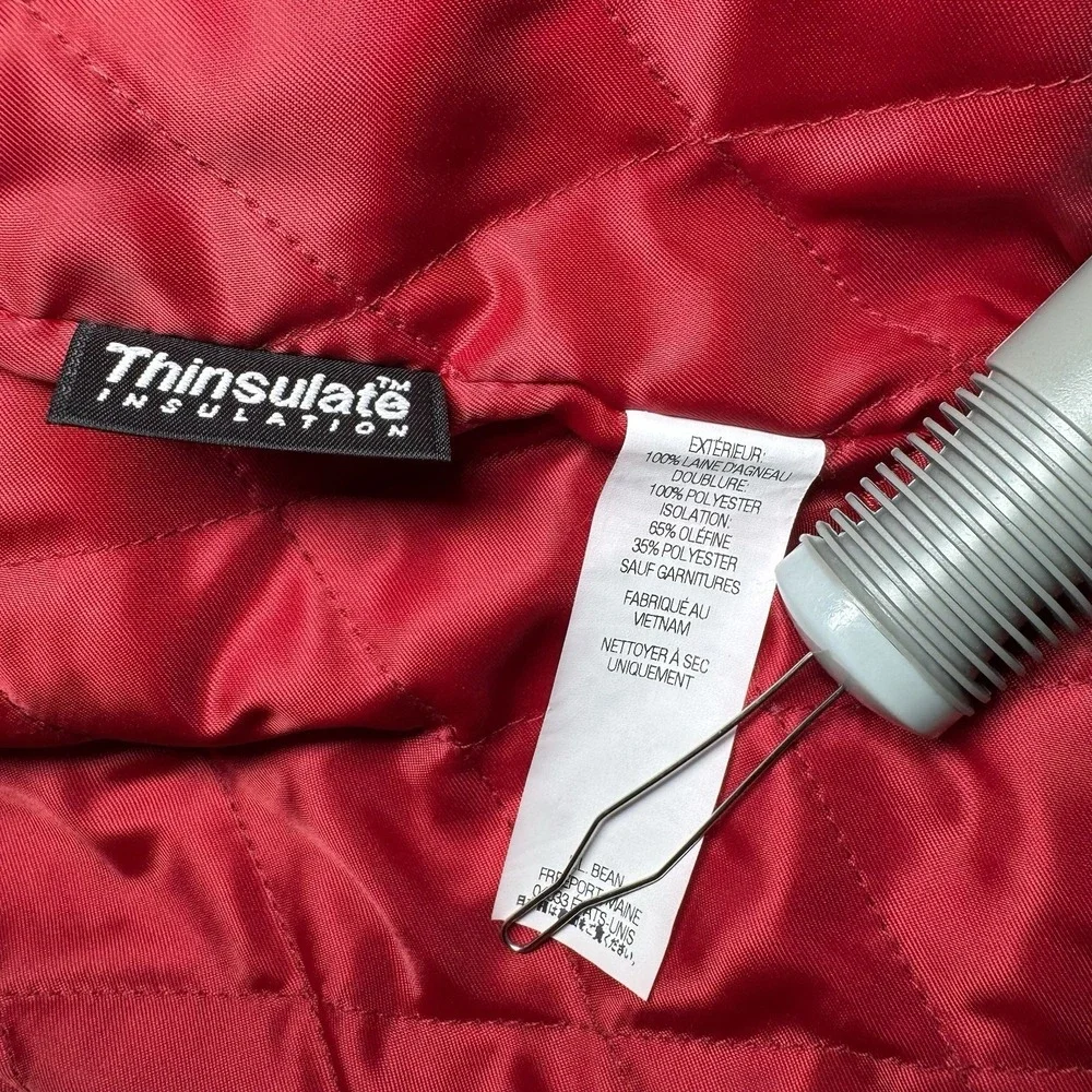 L.L. Bean Lambswool Pea Coat Jacket Women Sz 6 Double Breasted Anchor Thinsulate